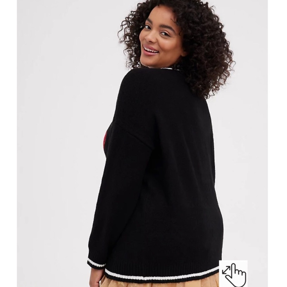 LOWEST🌺 NWT TORRID 5X-2X 1X-0X-or 00 BLACK w/GOLD STARS SWEATER - Picture 7 of 11